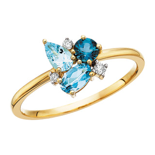Blue Topaz Cluster Ring in 14k yellow gold