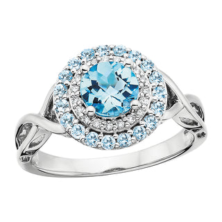 Blue Topaz Ring in 10k white gold