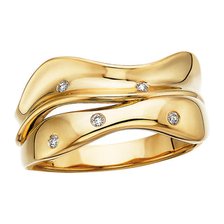 Bold Freeform Ring in 14k yellow gold with diamonds