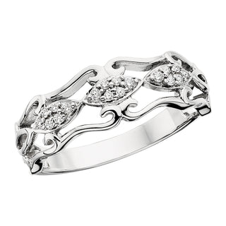 Diamond Scroll Band in 10k white gold