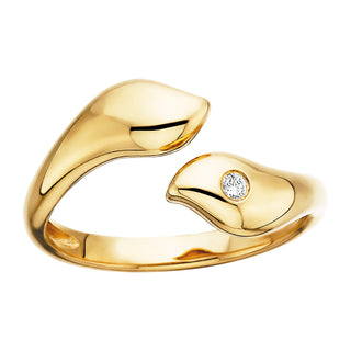 Bold Bypass Ring in 10k yellow gold with diamonds