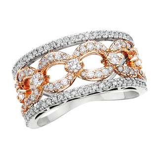 Diamond Curb Link Band in 14k yellow and white gold
