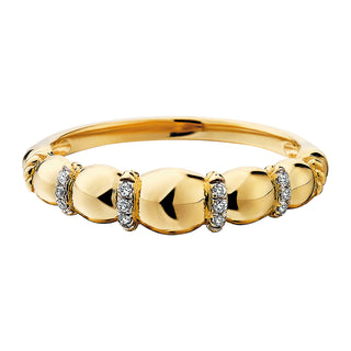Bold Bead Ring in 10k yellow gold with diamonds