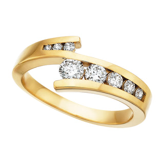 Channel Set Bypass Ring in 14k yellow gold with diamonds