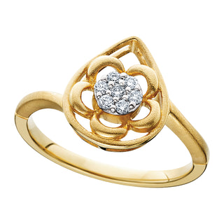 Diamond Satin Flower Ring in 10k yellow gold