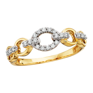 Oval Diamond Link Ring in 10k yellow gold