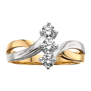 3 Diamond Ring in 14k yellow and white gold