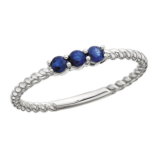 Sapphire Trio Twist Ring in 10k white gold