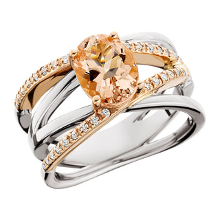 Morganite Crossover Ring in 14k white gold