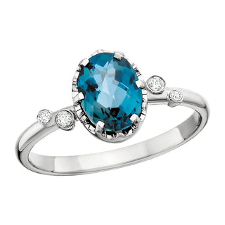 London Blue Topaz Ring in 10k white gold