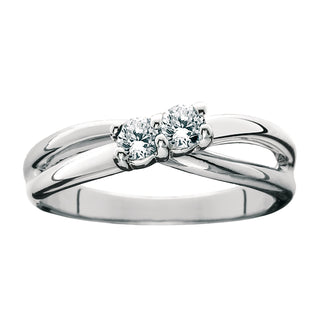 Two Stone Diamond Ring in 10k white gold