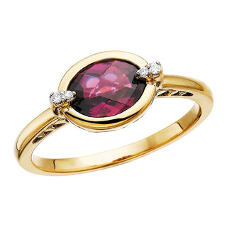 Oval Rhodolite Garnet Rng Ring in 10k yellow gold