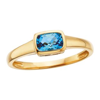 Blue Topaz Bezel Ring in 10k yellow gold