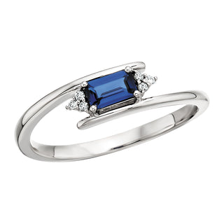 Sapphire Bypass Ring in 10k white gold