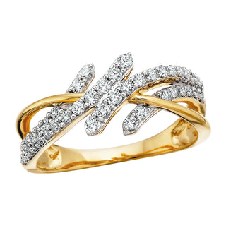 Diamond Crossover Ring in 14k yellow gold