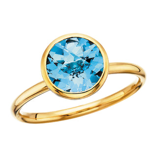 Blue Topaz Bezel Ring in 10k yellow gold