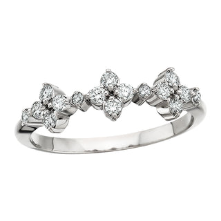Three Clover Diamond Ring in 14k white gold