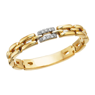 Diamond Panther Link Rng Ring in 10k yellow gold