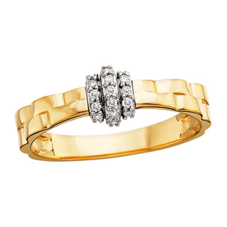 Diamond Panther Link Ring in 10k yellow gold