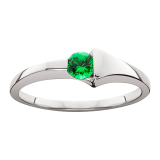 Synthetic Emerald Ring in 10k white gold