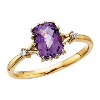 Cushion Amethyst Ring in 10k yellow gold