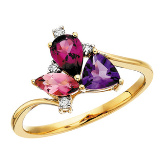 Gemstone Cluster Ring in 14k yellow gold with amethyst