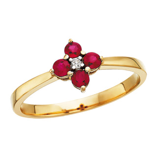 Ruby Quatrefoil Ring in 14k yellow gold