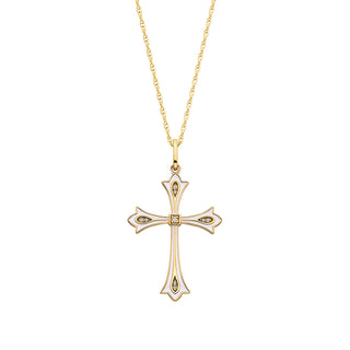 Enamel and White Topaz Cross Pendant in gold vermeil over sterling silver