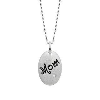 White Topaz Oval Mom Pendant in sterling silver
