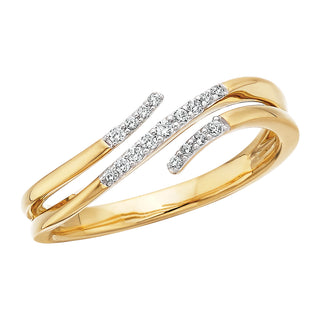 Three Row Diamond Wave Ring in 10k yellow gold