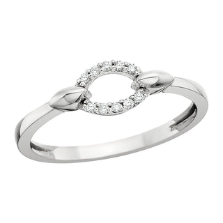 Diamond Open Oval Ring in 10k white gold