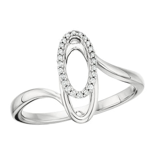 Oblong Double Oval Diamond Ring in 10k white gold