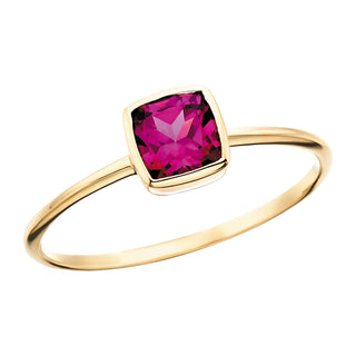 Rhodolite Square Ring in 10k yellow gold with garnet