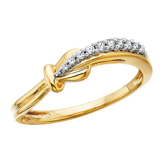 Knotted Diamond Ring in 10k yellow gold