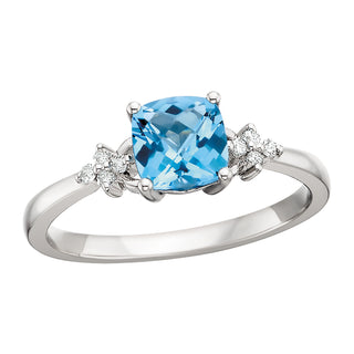 Blue Topaz Ring in 10k white gold
