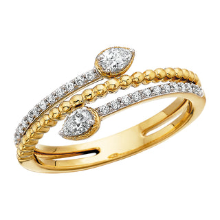 Pear Bypass Ring with diamonds