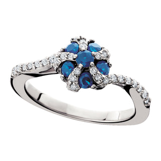 Sapphire Pinwheel Ring in 14k white gold