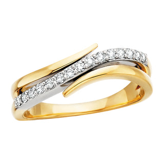 Waves of Diamonds Ring in 14k yellow gold