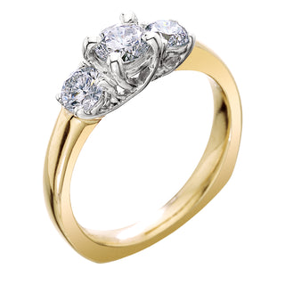 3 Diamond Ring in 14k yellow and white gold
