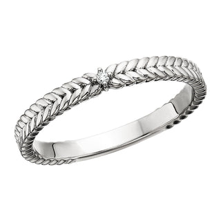 Wheat Motif Diamond Ring in 10k white gold