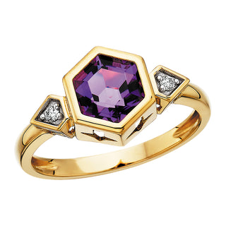 Amethyst Hexagon Ring in 10k yellow gold