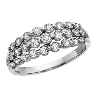 Graduated Bubble Ring in white gold with diamonds