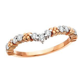 Floral Inspired Nesting Band in 14k rose gold with diamonds