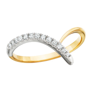 Fashion V Ring in 10k yellow gold with diamonds