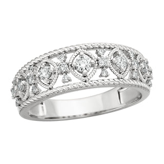 Filigree Style Diamond Band in 10k white gold