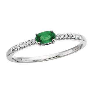 Emerald Ring in 10k white gold