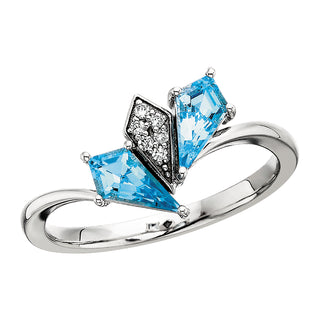 Blue Topaz Kite Ring in 10k white gold