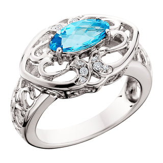 Marquise Blue Topaz Ring in sterling silver