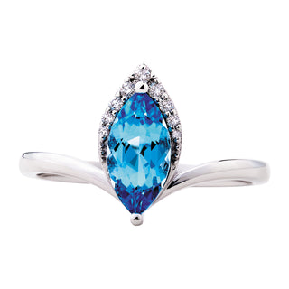 Blue Topaz Ring in 10k white gold