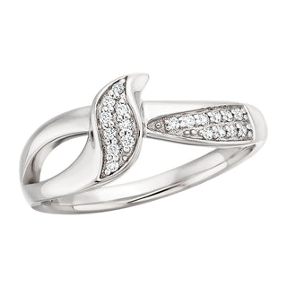 Diamond Leaf Ring in 10k white gold